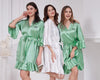 Satin ruffle bridesmaid robes, personalized.