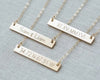 Stylish personalized bar necklace with custom name engraving