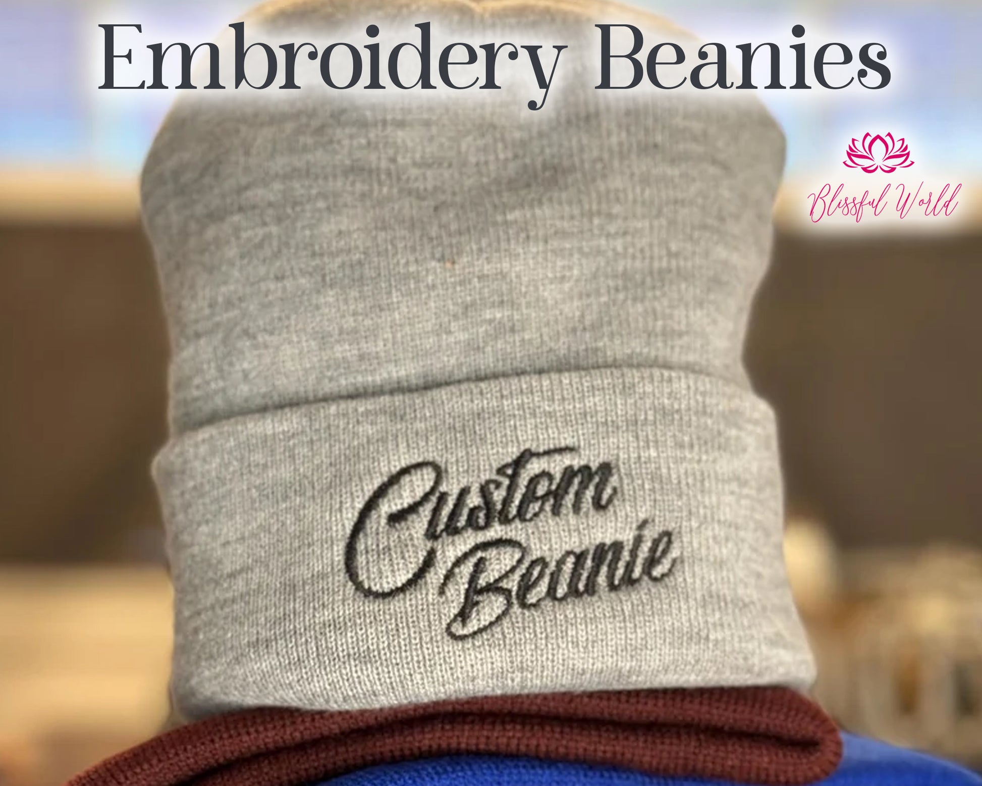 Custom Embroidered Cuffed Beanies Embroidery Cap Personalized Hat Text Knit Hat