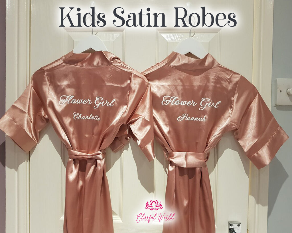 Bridal robes Birthday Robes  Satin Personalized Kids Robes Customized Robes 