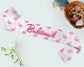 Vibrant custom sash with a stylish flamingo print, perfect for tropical-themed parties, bachelorette events, and special celebrations.