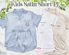 Personalized Satin PJs Sleepwear Set with Shorts Long Pants Christmas Gift Family PJ 