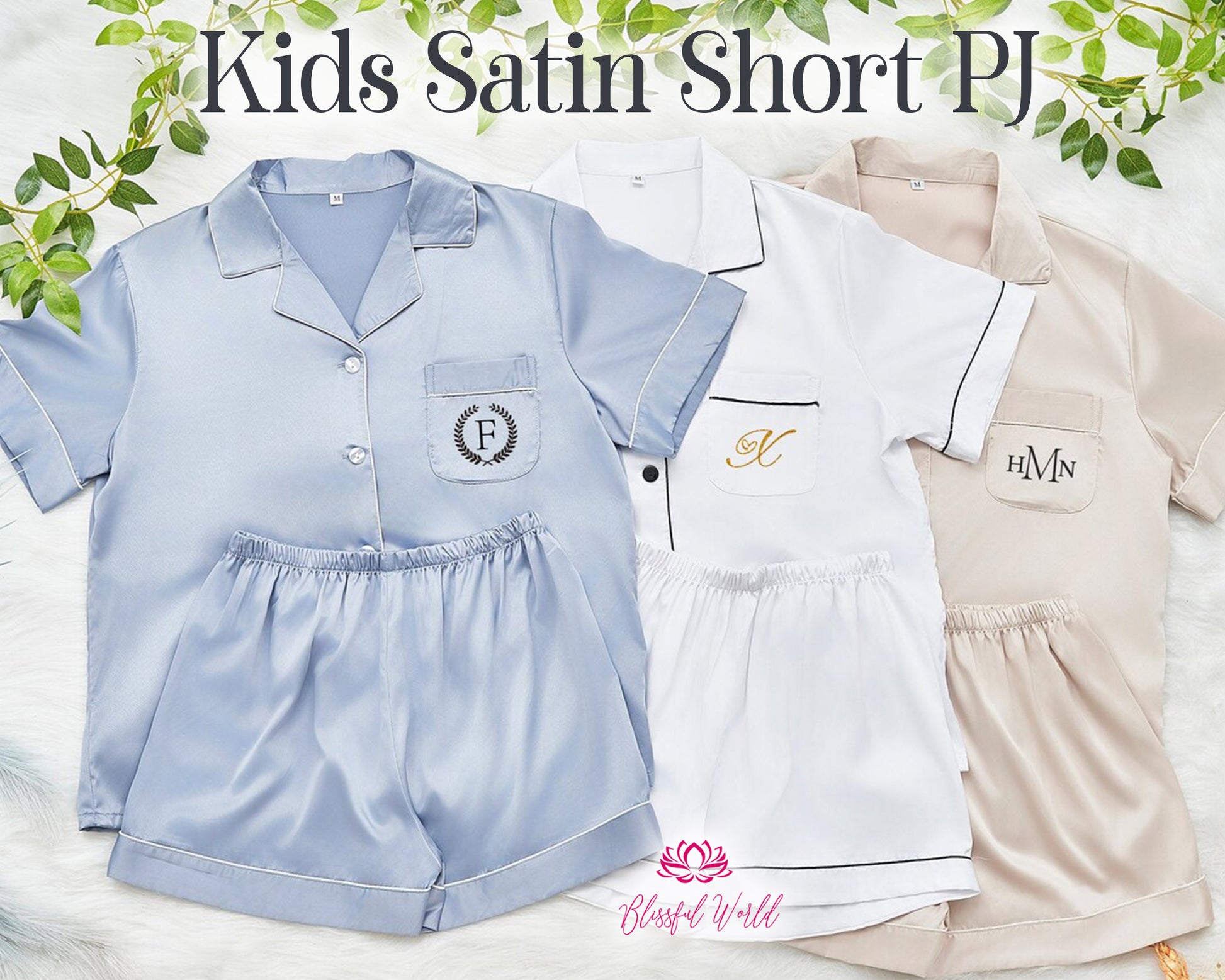 Personalized Satin PJs Sleepwear Set with Shorts Long Pants Christmas Gift Family PJ 