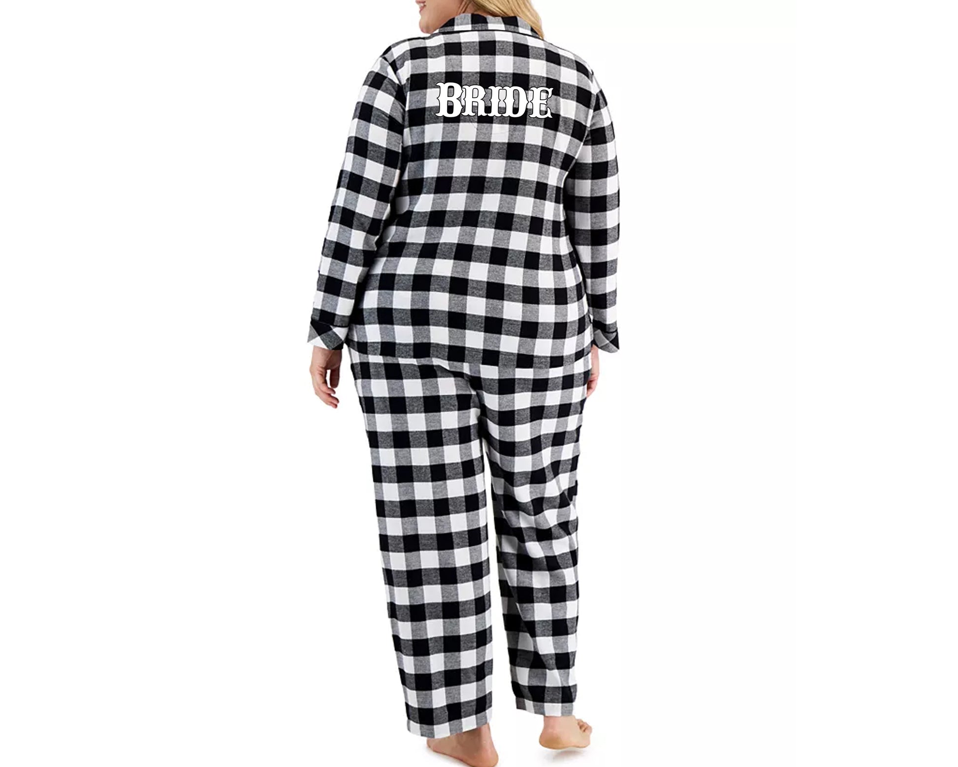 Flannel Bridal PJS Payjama Set of Bridesmaid Bridal Party Gifts  Plaid Pajamas