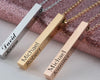  Custom engraved bar necklaces with couple names in different finishes