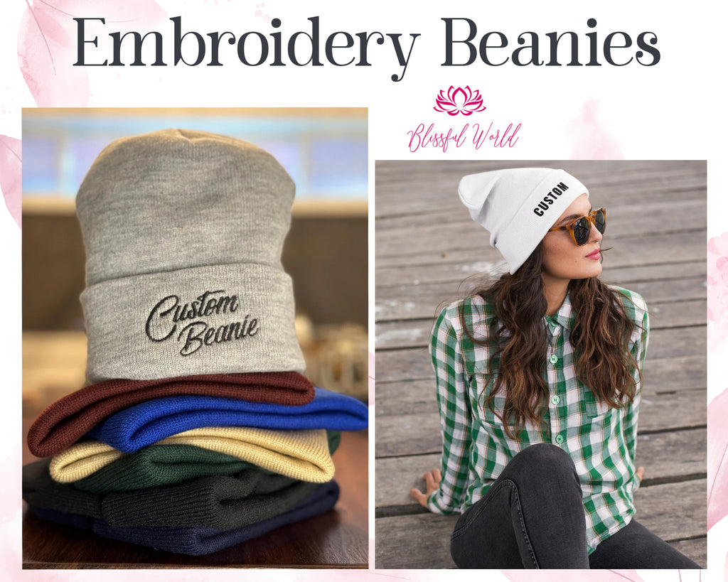 Warm Hats Custom Beanie Custom Logo/Text Hats Personalized Embroidered Beanie