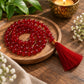 Red Crystal Prayer Beads with Tassel 2
