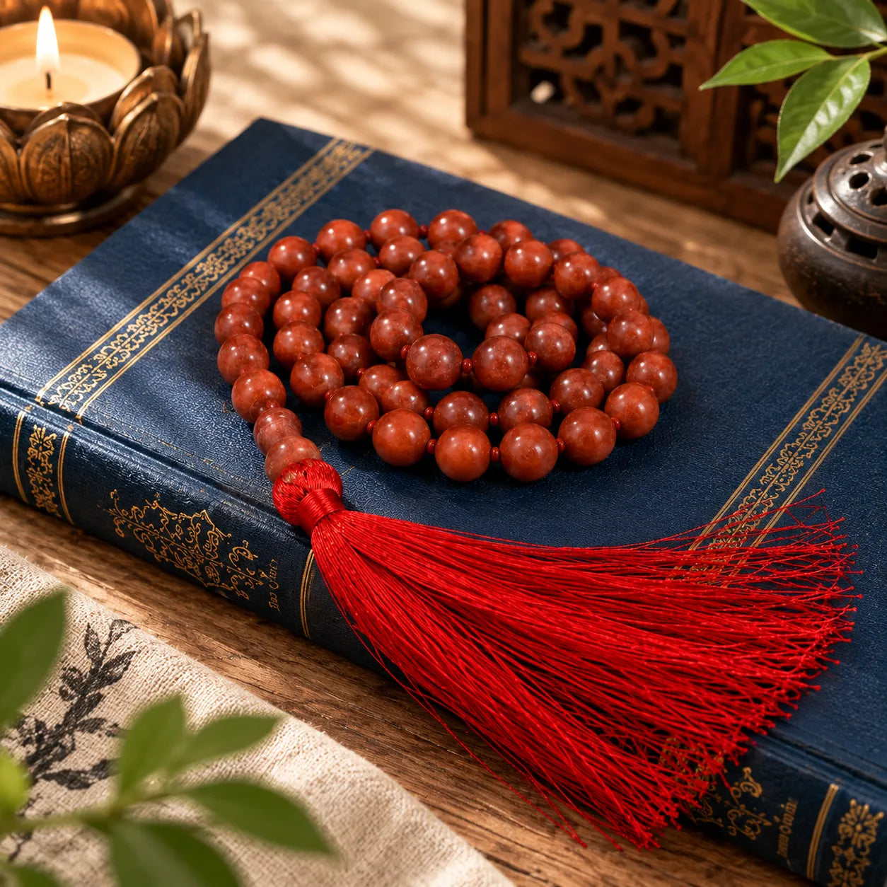 Red Jasper Mala Prayer Beads with Tassel 1