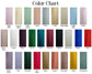 Color chart with various fabric swatches labeled with color names.