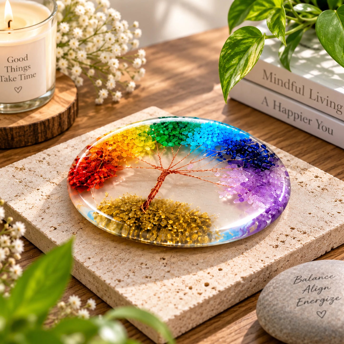 Seven Chakra Tree of Life Crystal Stone Energy Healing Decor
