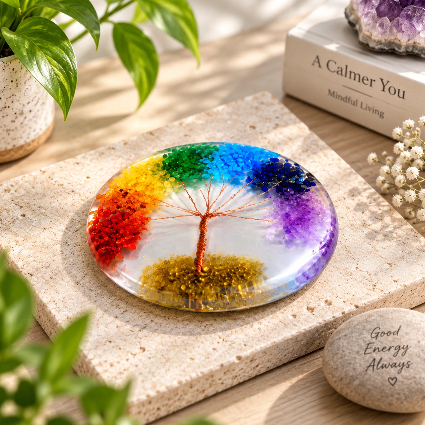 Seven Chakra Tree of Life Crystal Stone Energy Healing Decor 2