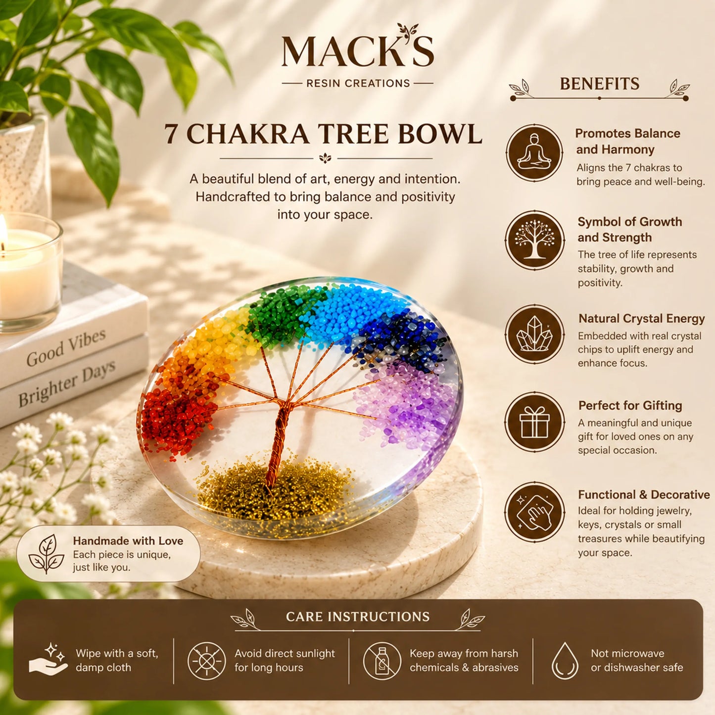 Seven Chakra Tree of Life Crystal Stone Energy Healing Decor functionality
