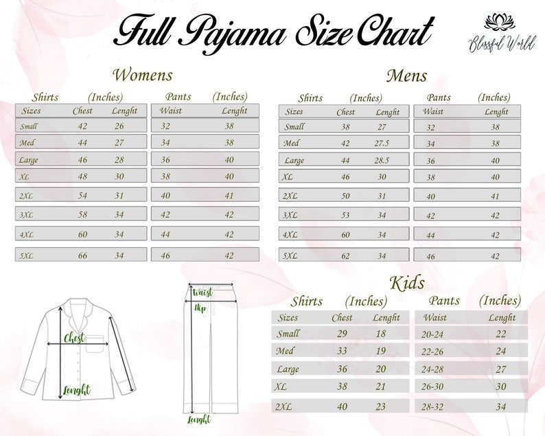 Satin-size-chart-pajama-Usa