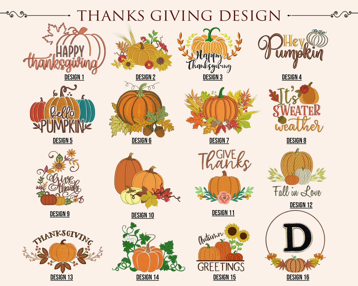 Personalized Thanksgiving Pumpkin Embroidery Wreath Sash