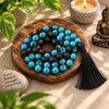 Turquoise and Lava Stone Mala Prayer Beads with Tassel