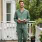 Men’s Cotton Long Pajama Set Soft Breathable Sleepwear