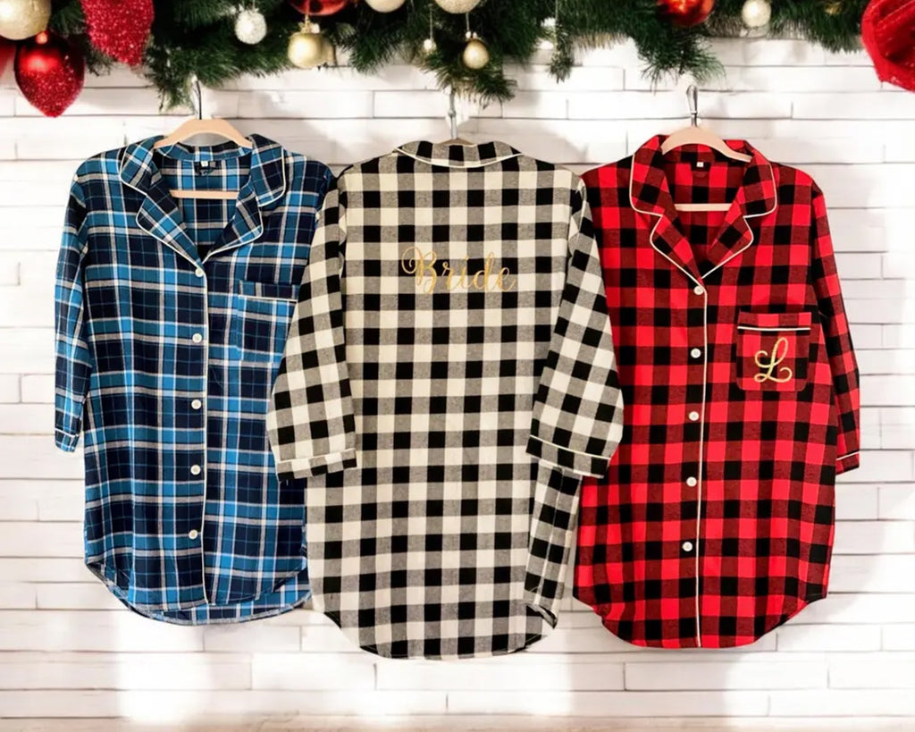 Bridesmaid plaid shirts Bridesmaid flannel shirts bridal party flannel shirts flannel sleepshirt oversized sleep shirt flannel 