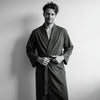 “Men’s premium cotton kimono robe in dark green – front view
