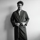 “Men’s premium cotton kimono robe in dark green – front view