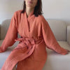 Women's Muslin Robe    Embroidery Double Gauze Long Robes Custom  Beach Robes 