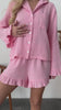  Brides & Bridesmaid Custom Satin Ruffle Pajama  Pajama Set   Custom Name Pjs Set  Personalized Satin Ruffled Pyjama Set