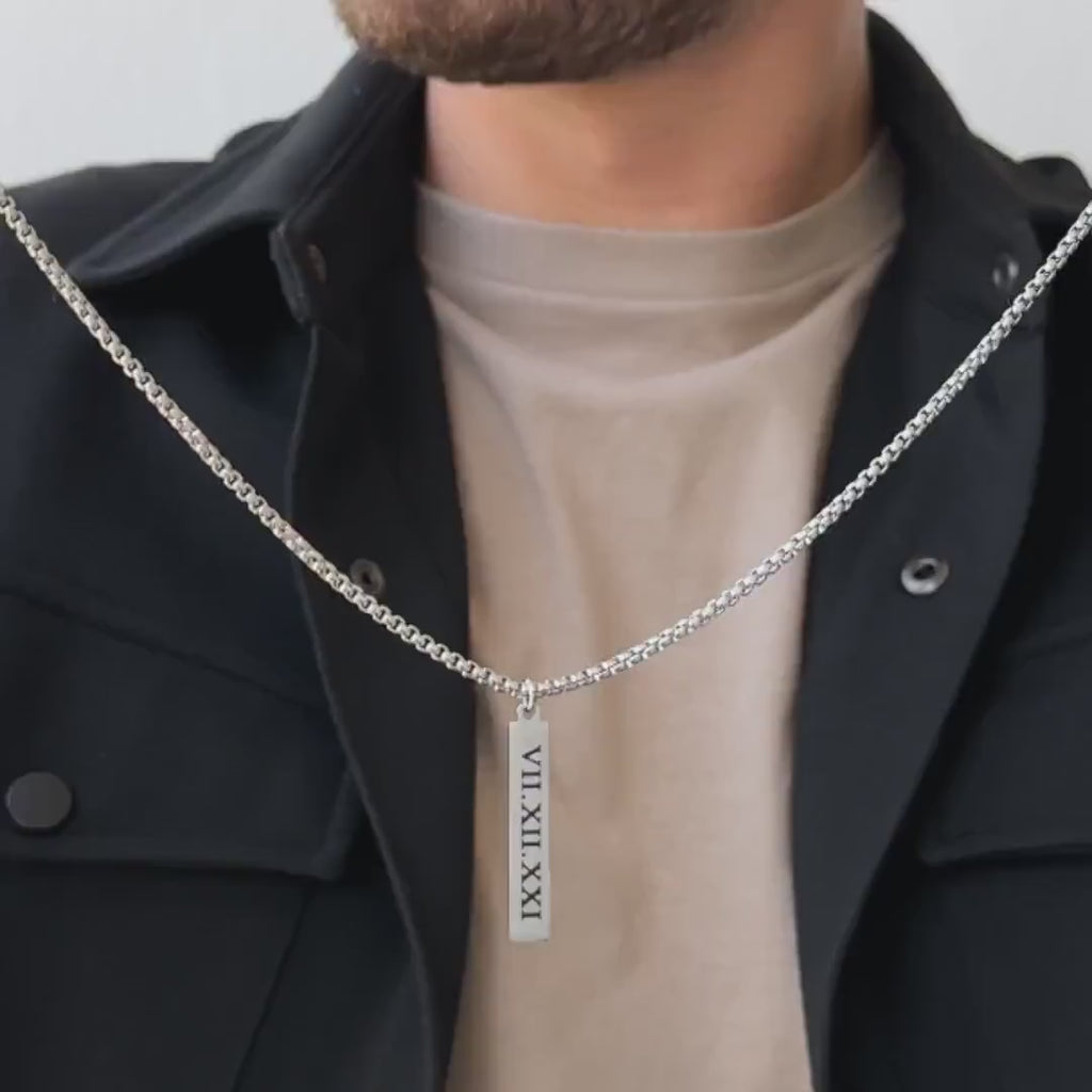 Roman Numeral Bar Necklace Video 