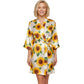 Sunflower printed satin robe women bridal lounge wear