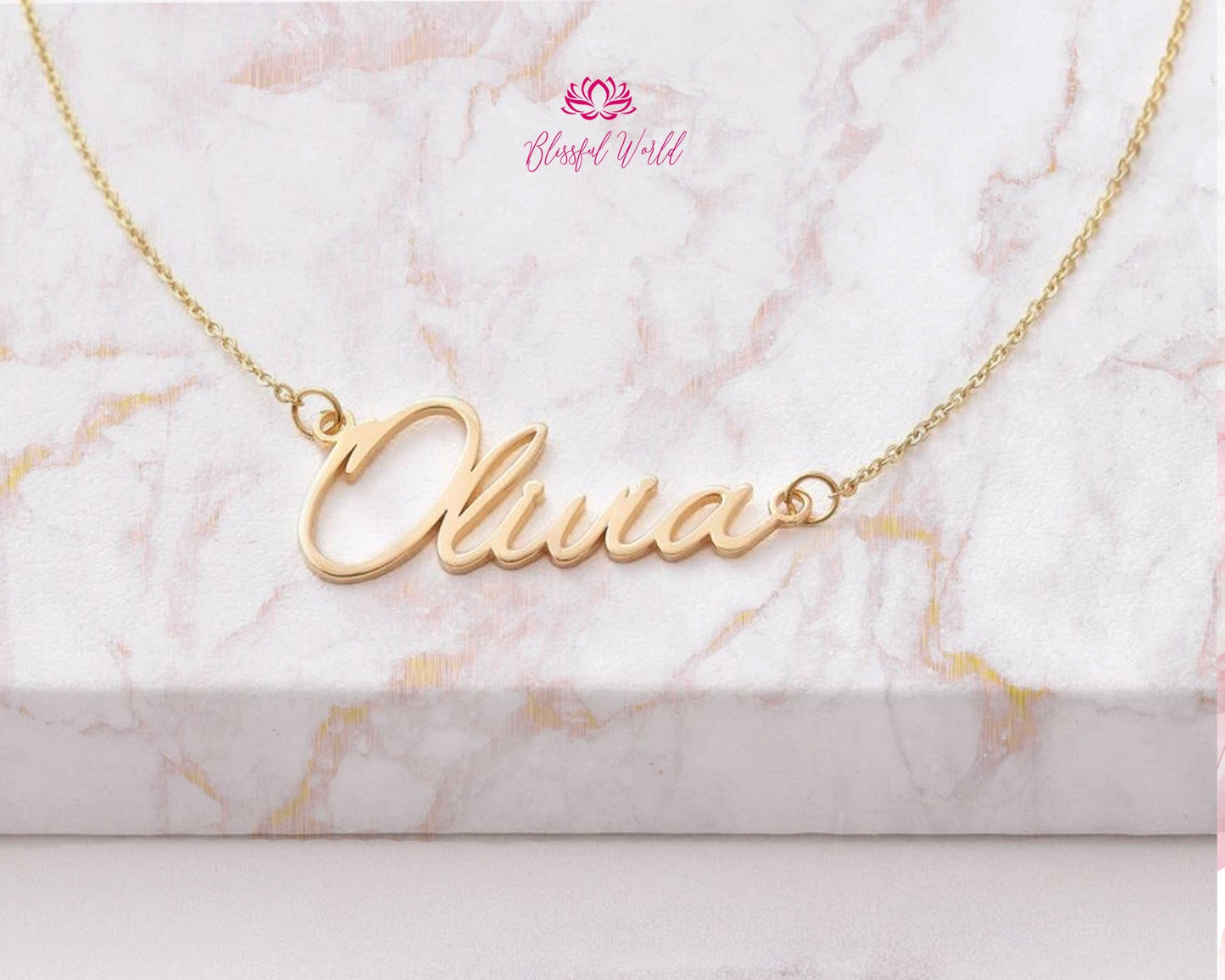 Custom Name Necklace with Box Chain in Gold, Silver, Rose Gold • Baby Name Necklace • Personalized Gift • Mothers Day Gift