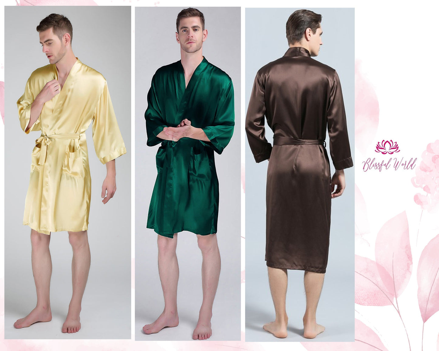 Mens Silk Satin Robe