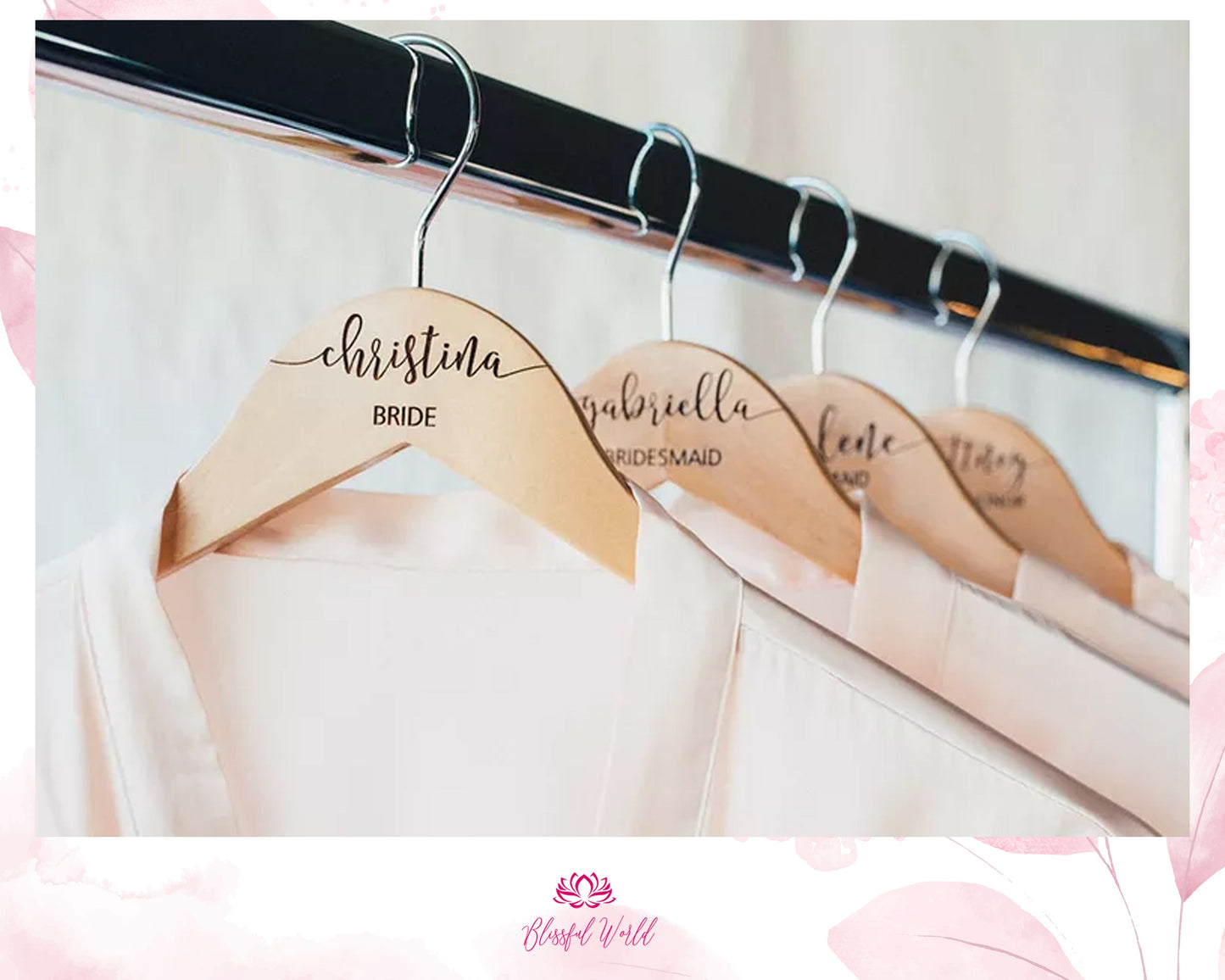 Personalised wedding hangers, Bridesmaid wedding hangers, Bridal party gift, Maid of Honor dress hanger, Wedding day hanger, Dress Hanger