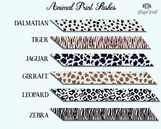 Leopard Print Personalised Print Sash - Neutral Baby Shower Bridal Party Hen Do Bridesmaid Birthday Gender Animal Tiger Zebra Giraffe