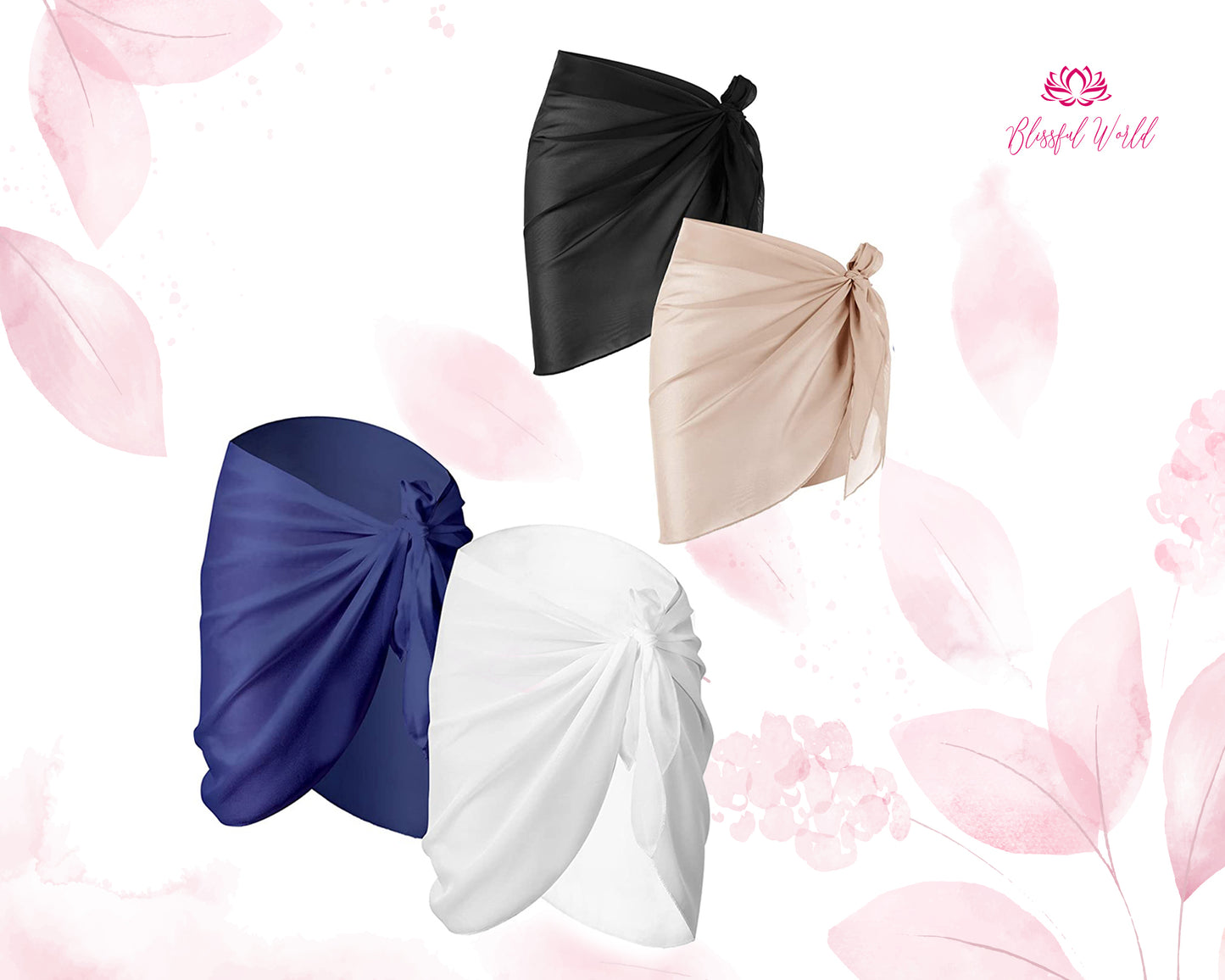 Sarong Wrap Hawaiian Swimwear Cover ups Skirt Solid MESH Pareo skirt bachelorette bride squad matching sarong custom size assorted