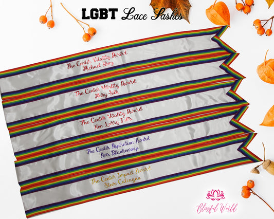 Rainbow Sash for Party, LGBT Sash, Rainbow Sashes, Personalized Sash, Custom Text, Rainbow Baby, Miracle, Personalized Custom Birthday Baby Shower Brighton Party