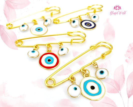 Baby brooch pin, baby safety pin, baby evil eye jewelry, newborn gift, baby shower gift, protection amulet for baby, baby jewelry, baby gift