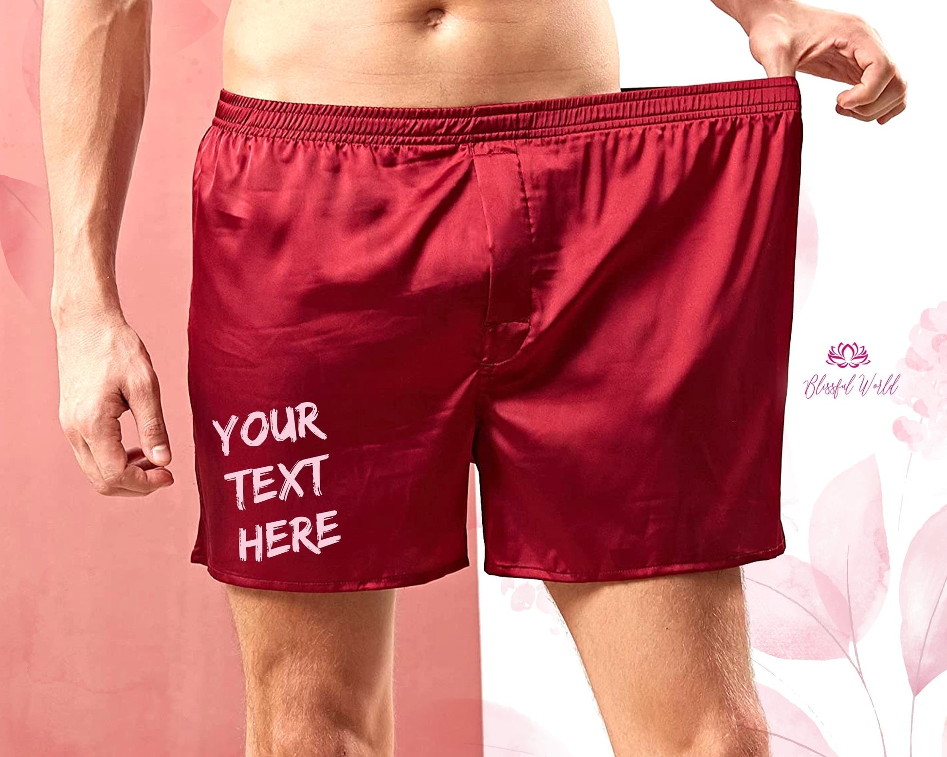 Customize Mens Satin Boxers Shorts Underwear Loose Sleep Pajama Bottom –
