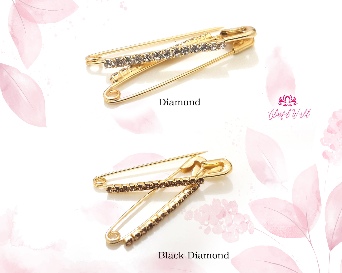 Decorative Diamond Pins For Brides Wedding Bouquet Memorial Photo Attachment Brooch Pins Safety Pins Color Full Pins Sash Pins