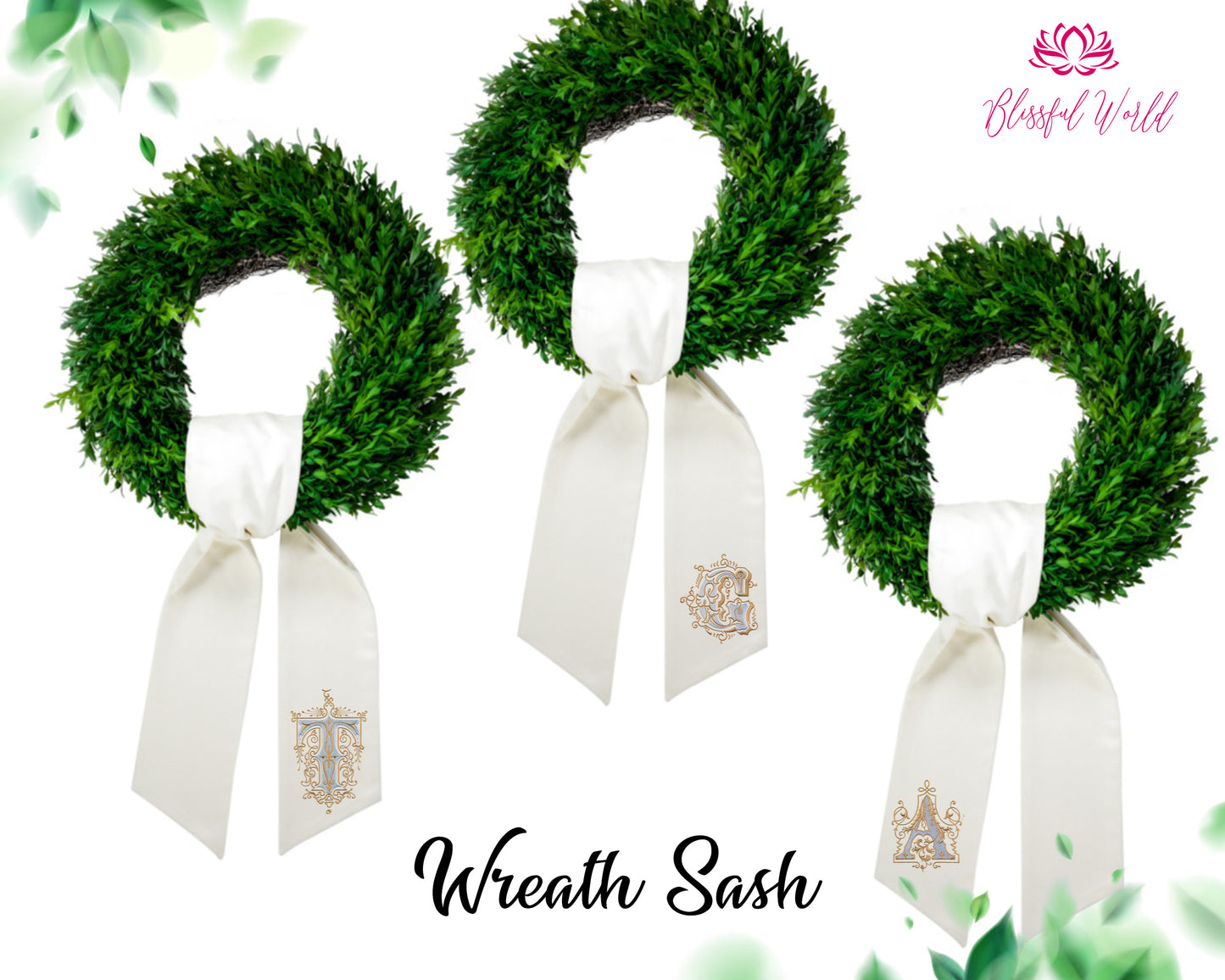 Sashes, Wreath Sash, Custom Text, Personalized Sash, Door Hanging, Christmas Sash, Xmas Wreath, Monogram Wreath, Easter Wreath, Plain Wreath