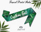 Tropical Leaf Print Personalised Flower Print Sash - Neutral Baby Shower Bridal Party Hen Do Bridesmaid Birthday Gender Green Floral Sash