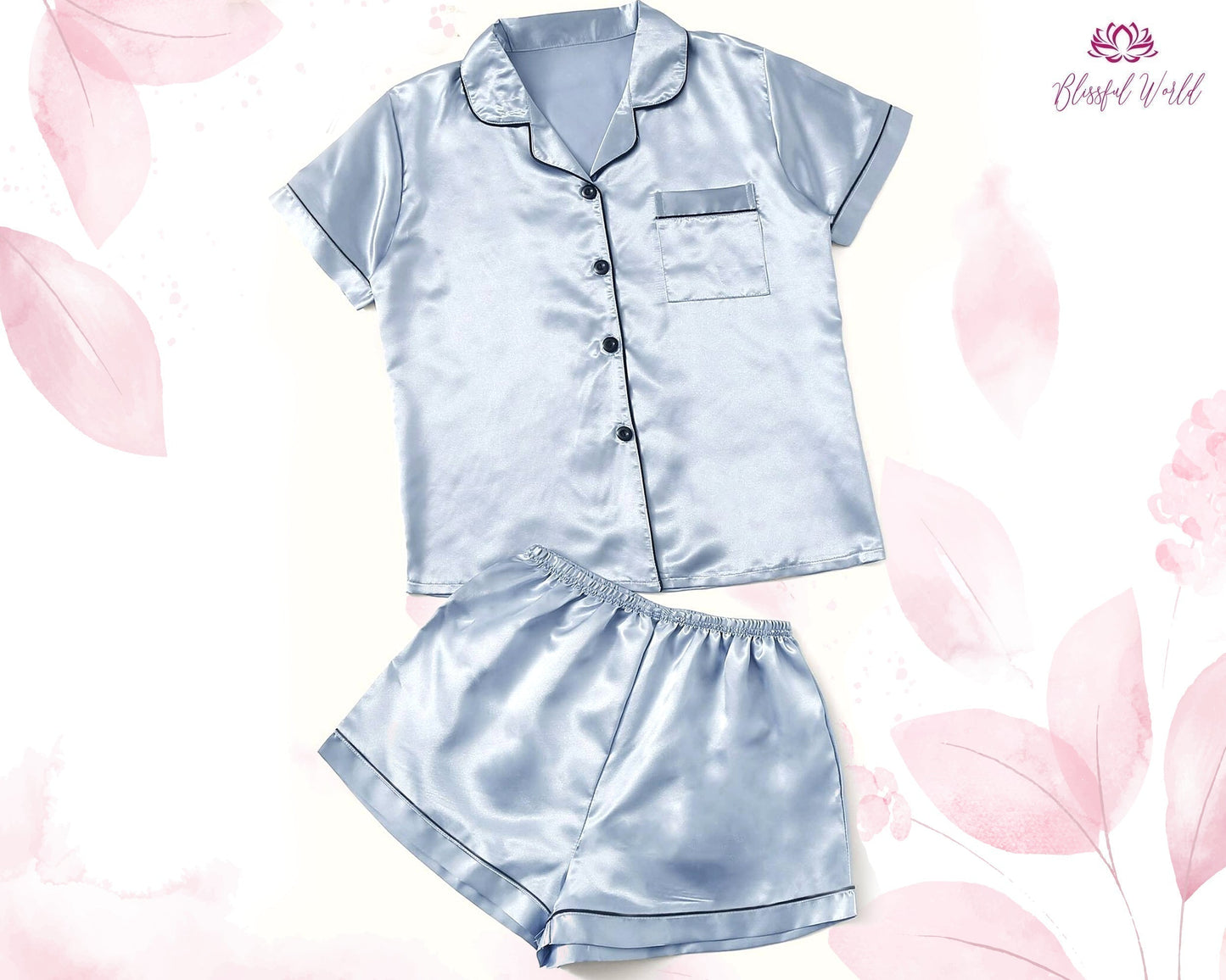Super soft satin short sleeve+shorts wedding pyjamas set, bridesmaid pyjamas, wedding pajamas, bridesmaid gift