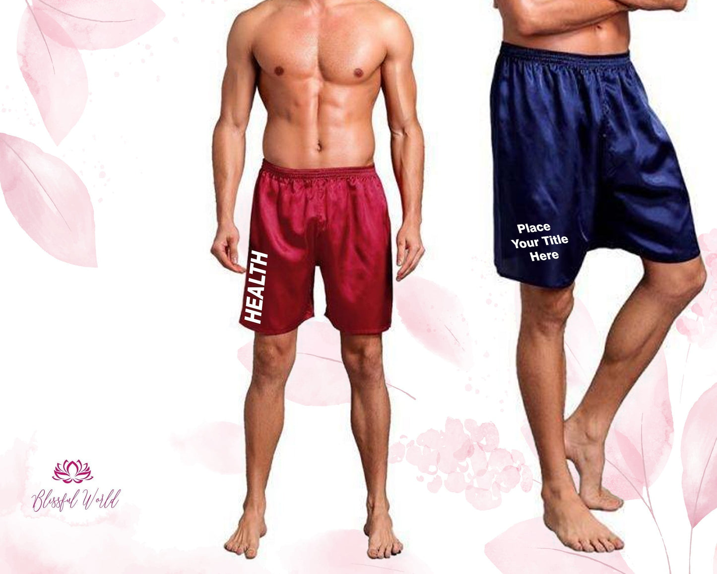 Customize Mens Satin Boxers Shorts Underwear Loose Sleep Pajama Bottom Personalized Shorts Anniversary Gift
