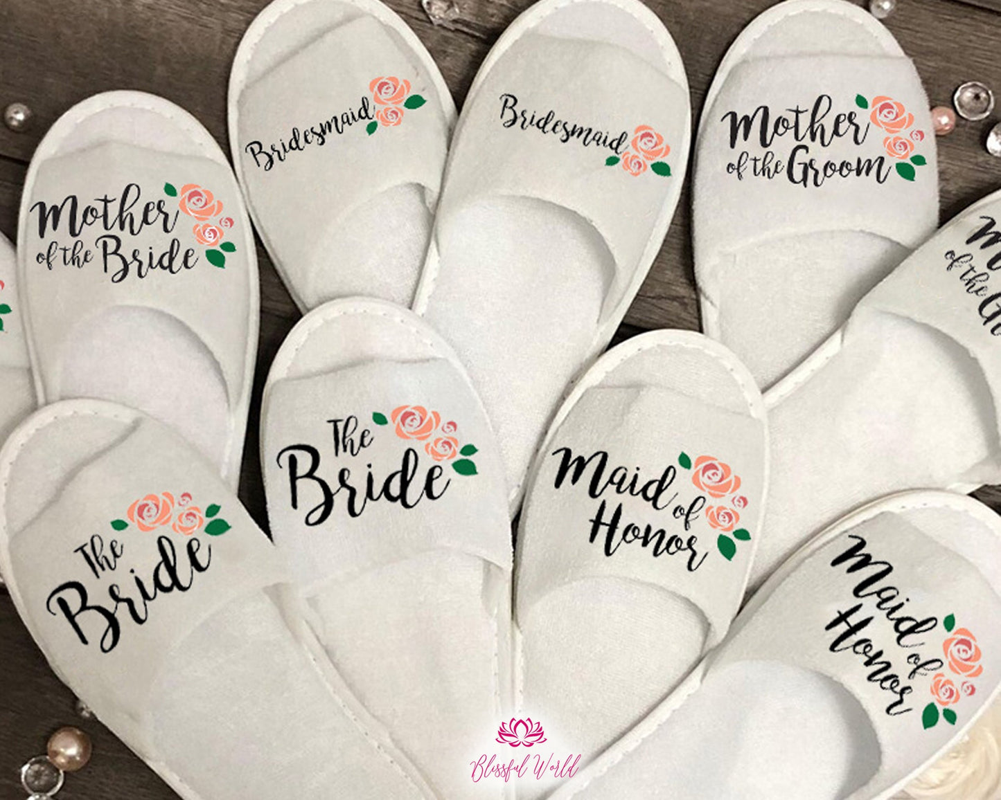 Bride slippers, Bridesmaid gifts, bridesmaid slippers, maid of honor gift, bride gift, wedding gift, bachelorette gifts