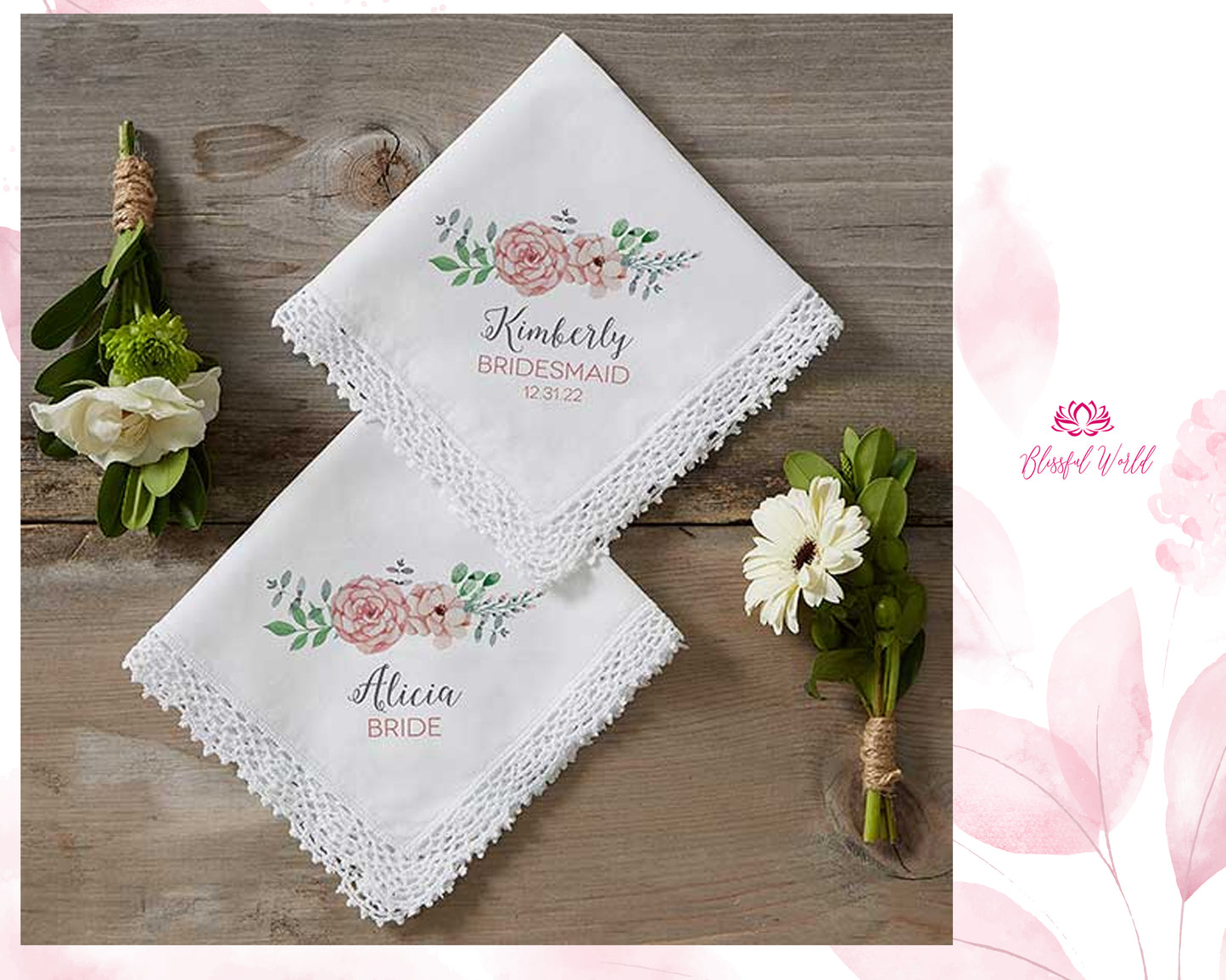 Your Message Personalised Handkerchief  / Hanky / Personalized Message / Gift Box / Cotton Handkerchiefs / White Personalized Hanky