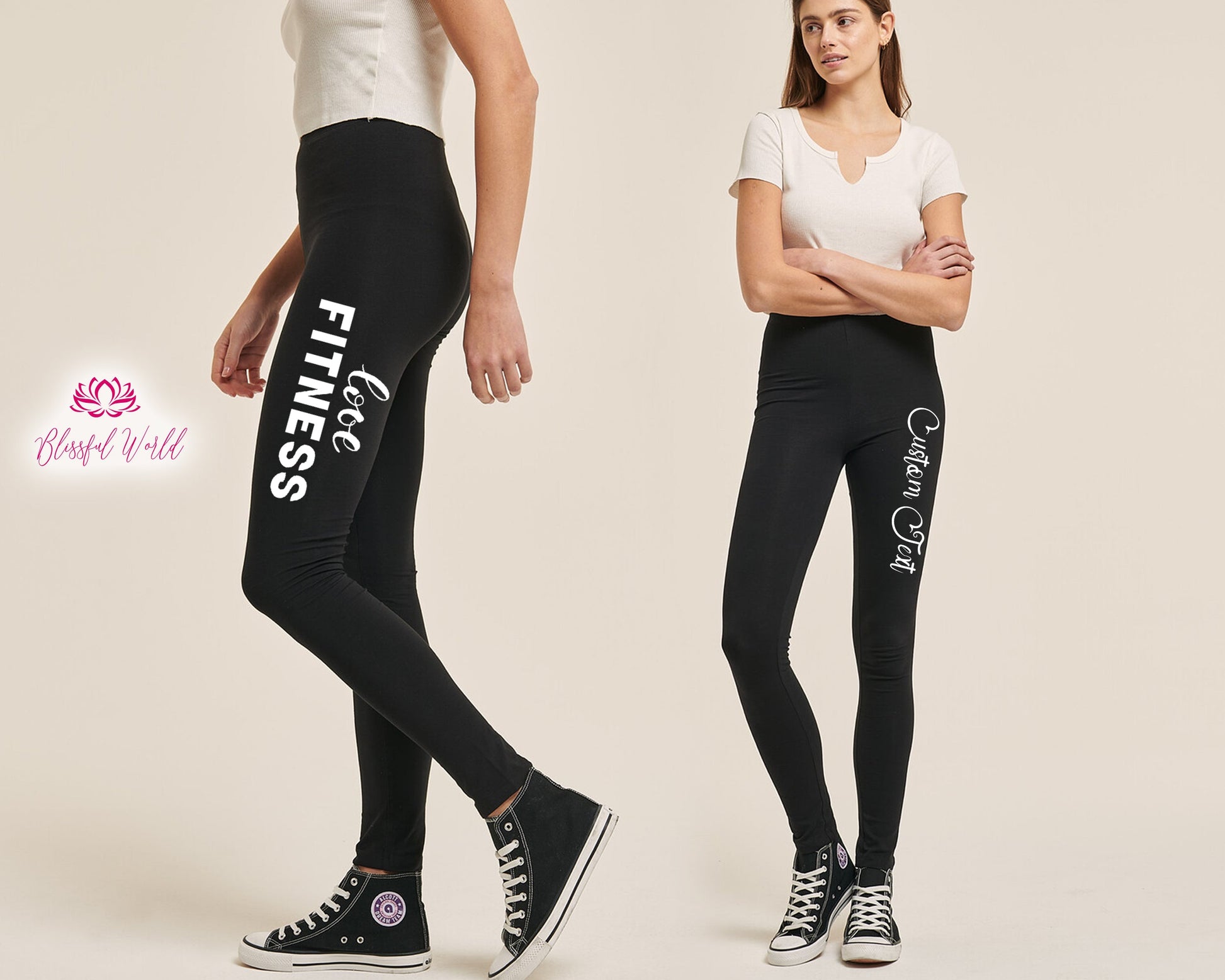 Custom Text Yoga Pants . Custom Black Fold Over Yoga Pants With Custom  Rhinestone Wording . Custom Yoga Pants or Yoga Capris . -  Canada