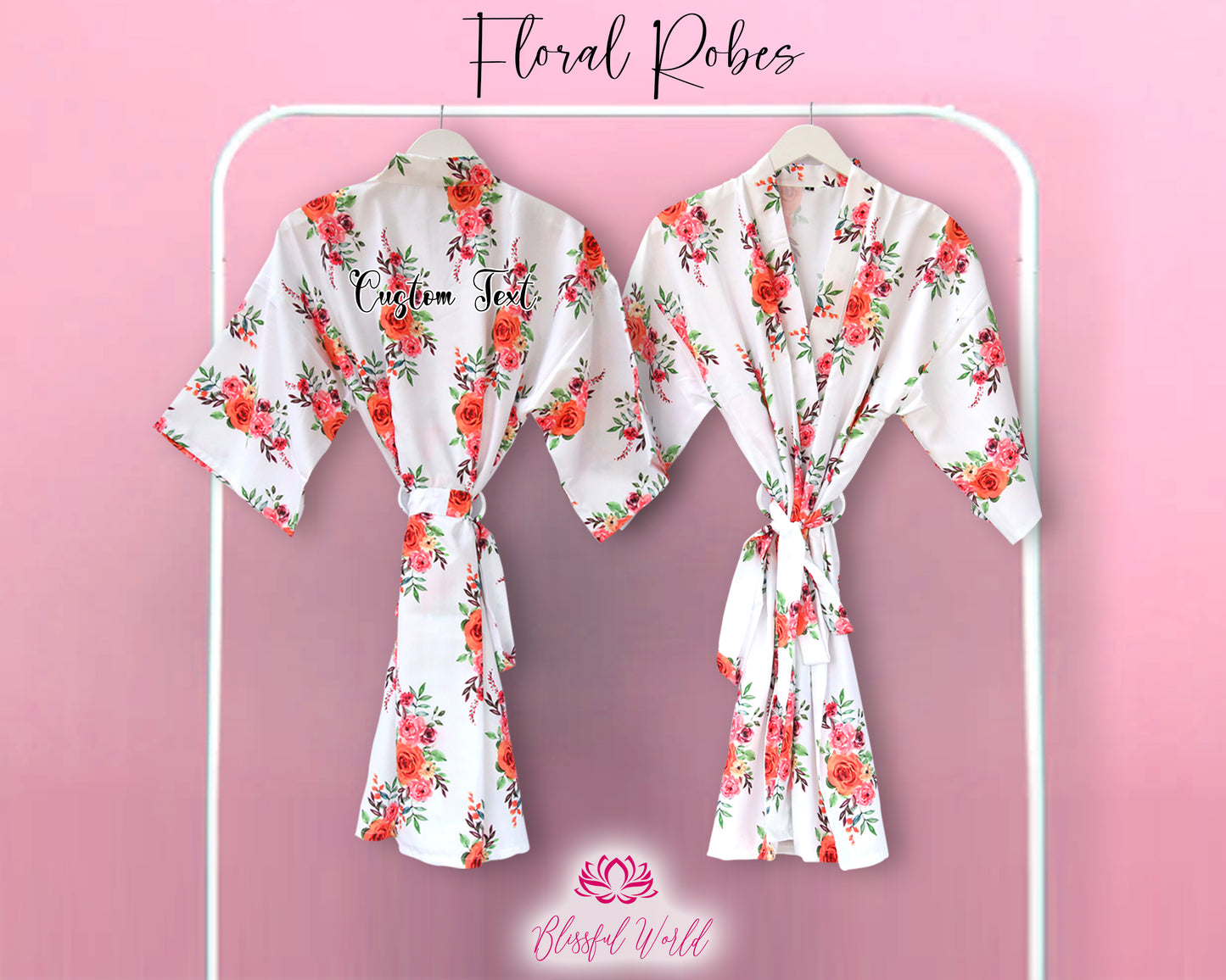 Customized Robes, Robe, Floral Robes, Floral Print Robes, Personalized Robes, Bridesmaid Robe, Birthday Gift, Bride to be, Gift for her, Satin Robes