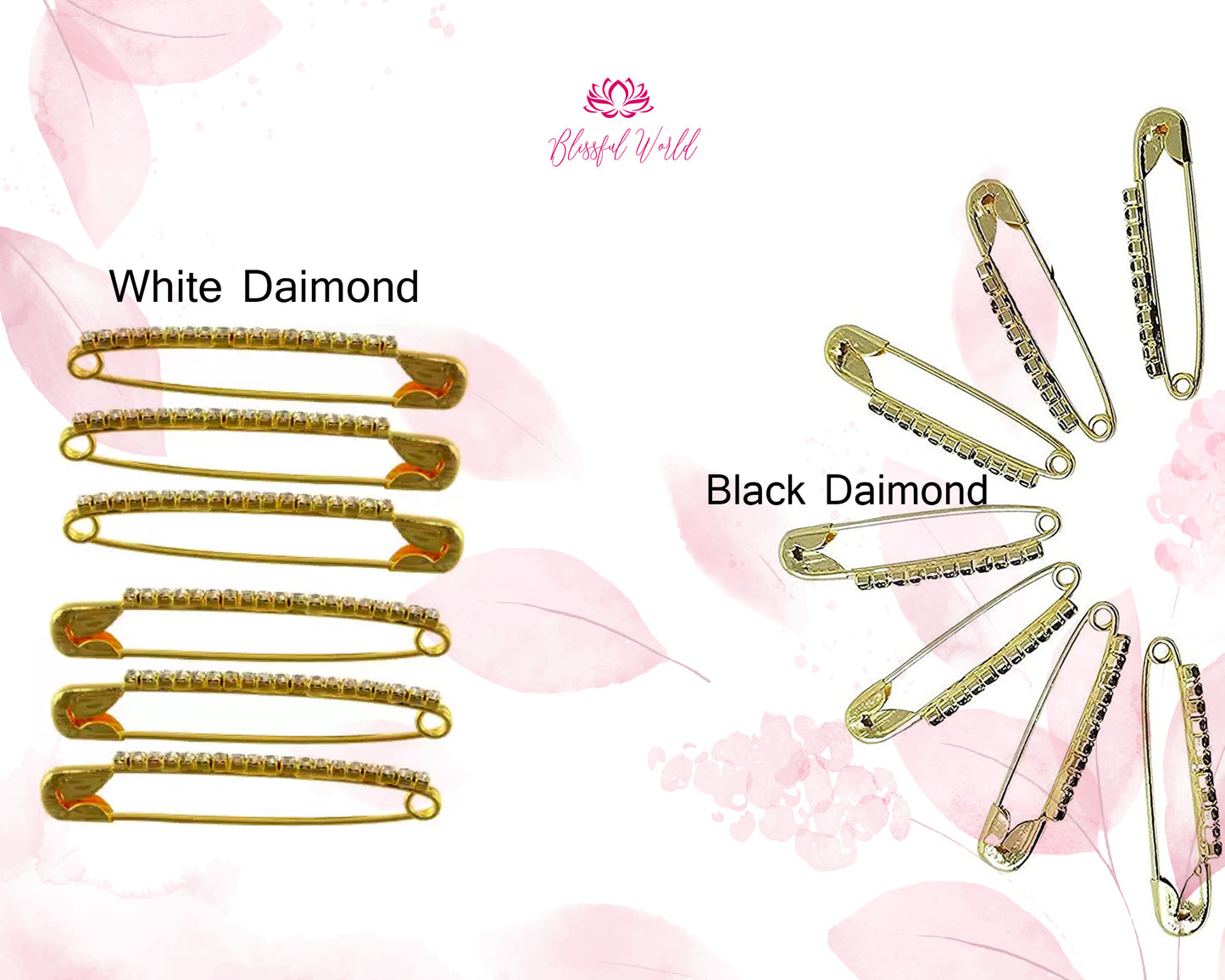 Decorative Diamond Pins For Brides Wedding Bouquet Memorial Photo Attachment Brooch Pins Safety Pins Color Full Pins Sash Pins