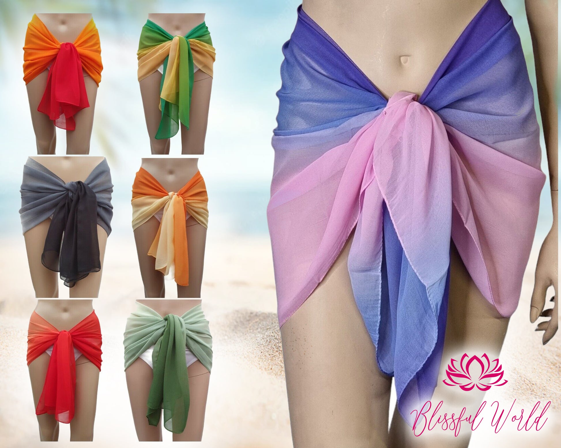 Bright Cover Up, Personalized Beach Sarong, Gift for her, Summer , Women Sarong, Neck Head Wrap, Swim Cover Up, Bikini Cover Up