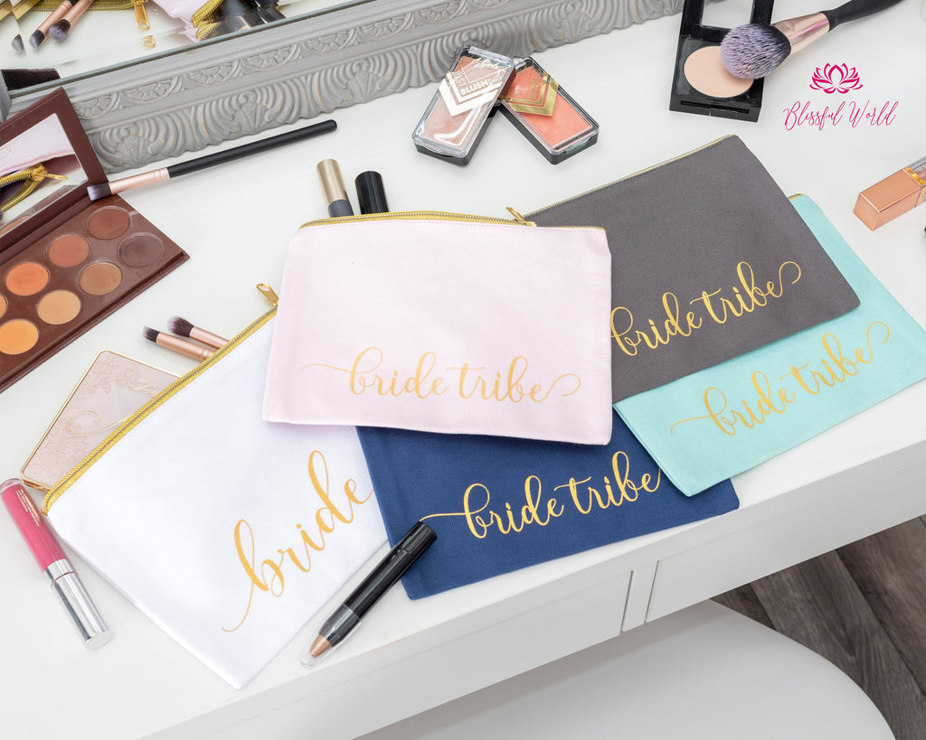 Custom Cosmetic Bag Makeup Bag for Bridesmaids Canvas Makeup Bag Matching Bridesmaid Gifts Personalized Gift For Bridesmaid 