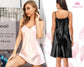 Satin Nightgown Backless Slip Dress Spaghetti Strap Silky Women's Sleepwear Breathable Short Pyjama Skirt Comfy Nightwear/Loungewear