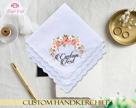Hand Embroidered Floral Handkerchief Custom embroidered Handkerchief Wedding gift Bridesmaid Gift Handmade Handkerchief Gift For Bridal 