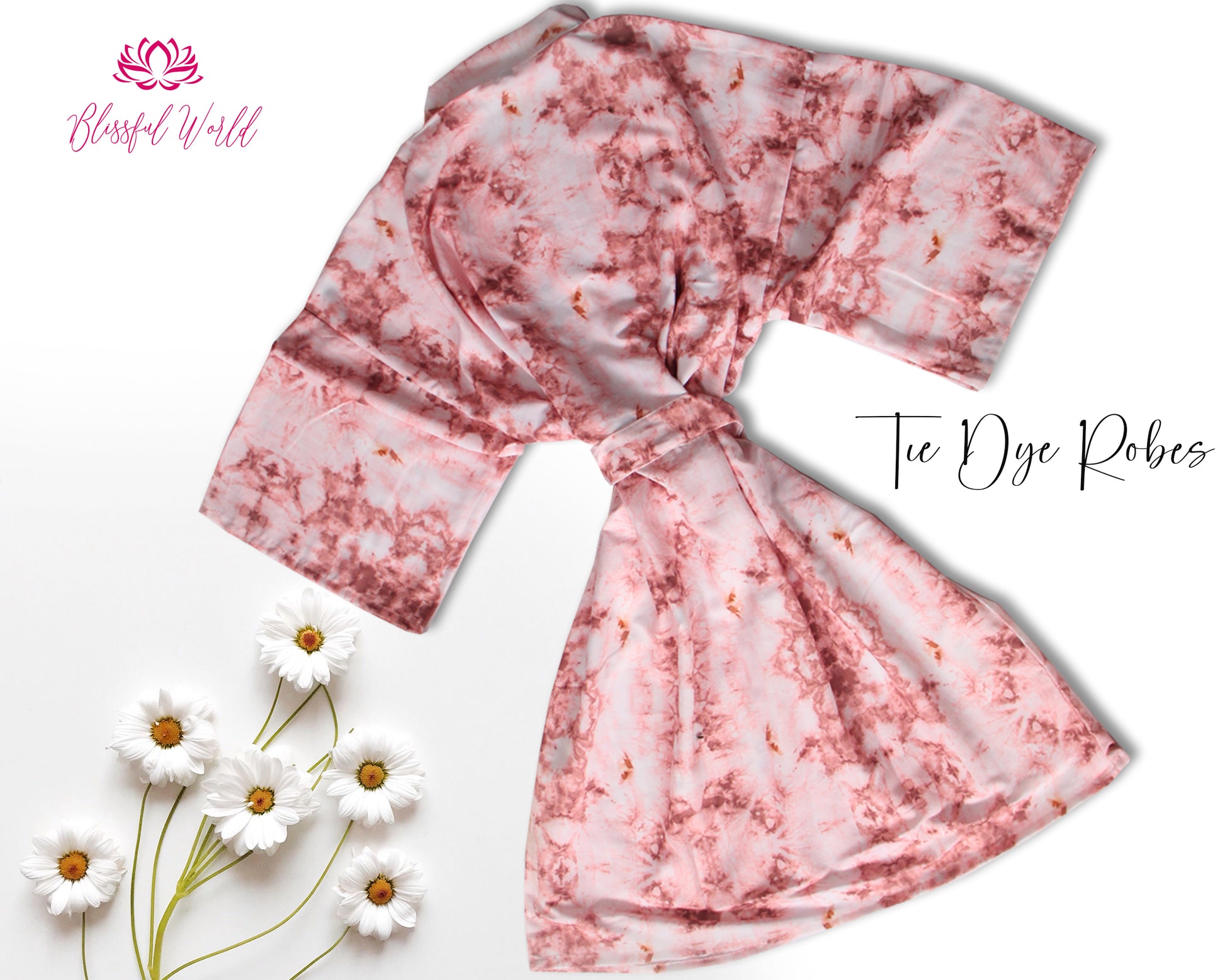 Soft pink tie-dye robe with a stylish and cozy design.